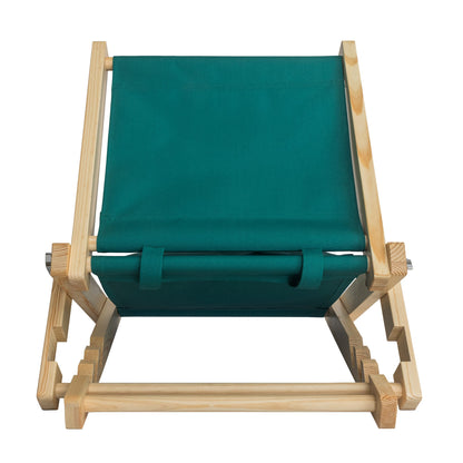 A SunDoze drift teal folding wooden headrest with fabric cushions, shown on a solid white background. Back view. 